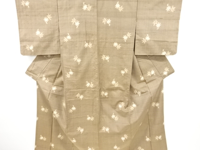 JAPANESE KIMONO / ANTIQUE KIMONO / SILK / TSUMUGI / WOVEN ABSTRACT FLOWER